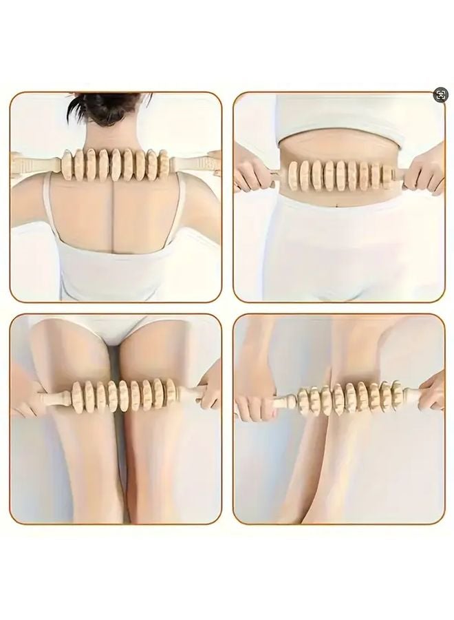 Wooden Massage 9 Wheel Stick For Full Body Shaping Muscle Relaxation Anti Cellulite - Image 4